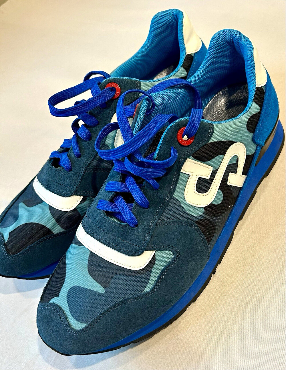OPP France Men’s Low Top Lace-Up Athletic Sneakers Blue Camo OS180456